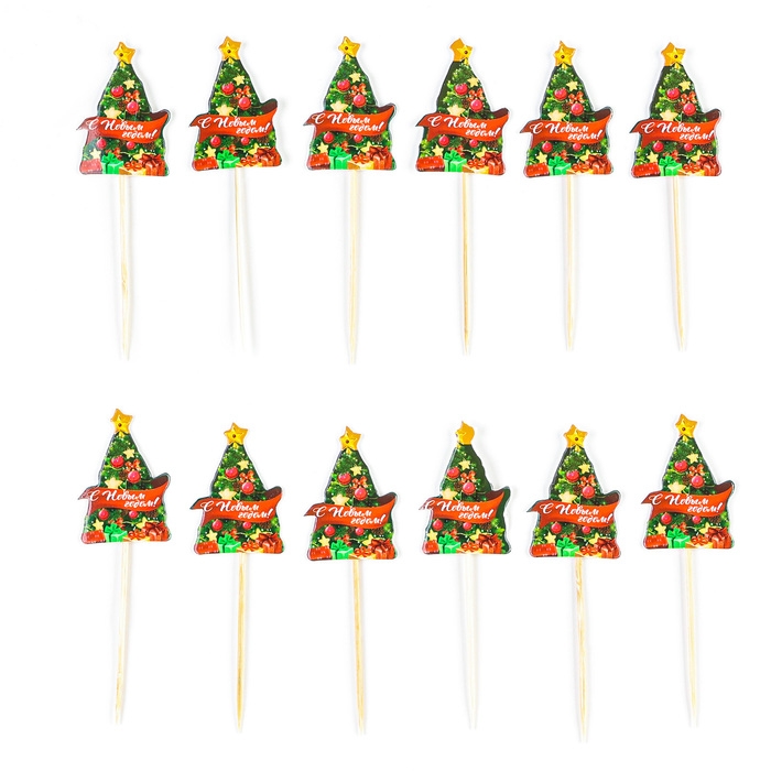 Новогодние шпажки «С Новым Годом», ёлка, на новый год, набор 12 шт. Новогодние шпажки «С Новым Годом», ёлка, на новый год, набор 12 шт.