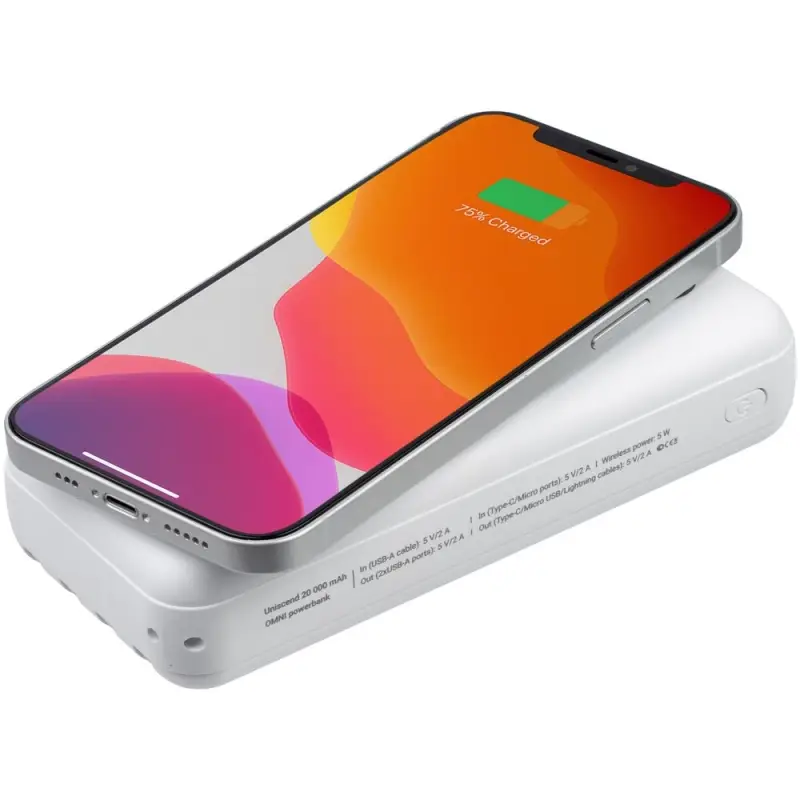 Внешний аккумулятор Omni XL 20000 мАч, белый Внешний аккумулятор Omni XL 20000 мАч, белый