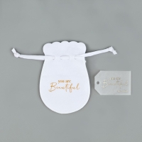 Мешок замшевый  &laquo;Ты прекрасна&raquo;, бежевый, тиснение, 9 &times; 12 см