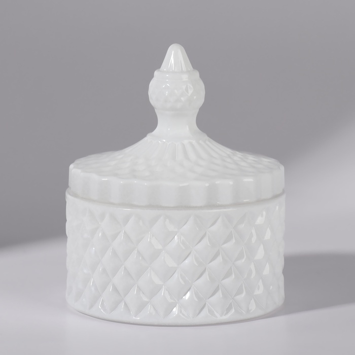 Органайзер для хранения, 1 секция, с крышкой, d = 8,3 &times; 10,5 см, цвет белый