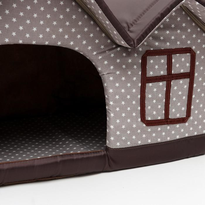 Домик двойной Домик двойной "Вилла". 53 х 33 х 37 см, бязь, бежево-коричевый