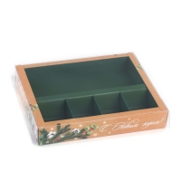 Коробка под 4 конфеты и шоколад с ячейками &laquo;С Новым годом!&raquo; 18 х 15 х 3 см, Новый год