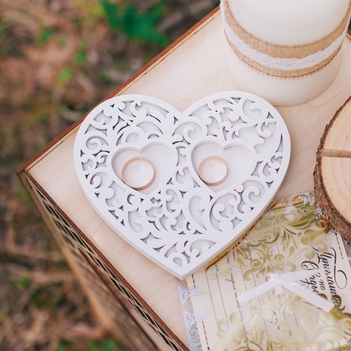 Подставка для колец "Ажур", белая, 14,5х13х0,8 см