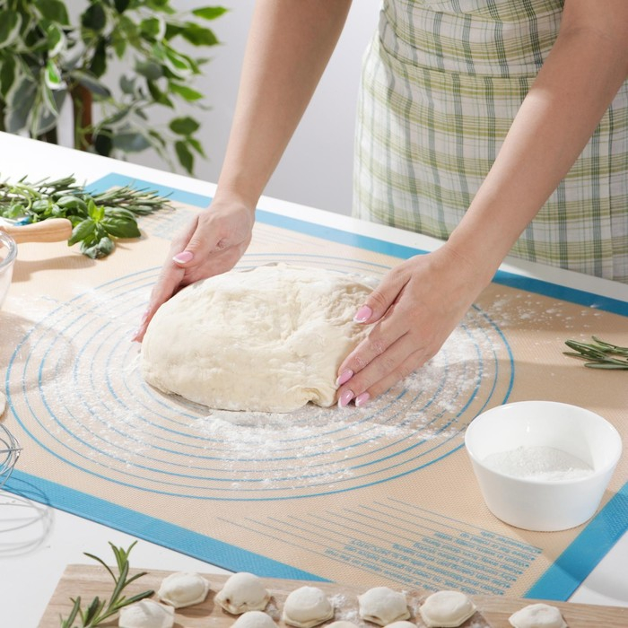 Армированный коврик с разметкой, силикон, 71&times;50,5 см, цвет синий