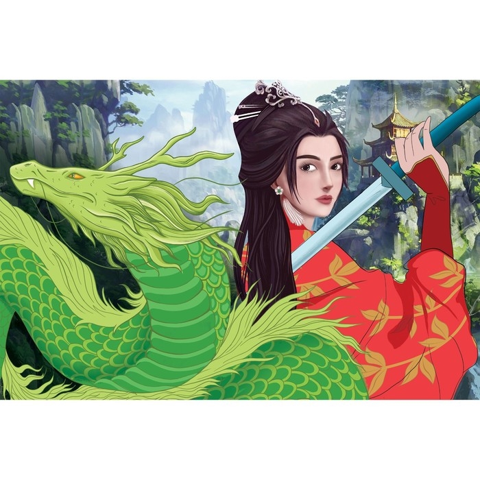 Алмазная мозаика с частичным заполнением на холсте &laquo;Девушка с драконом&raquo;, 20 х 30 см