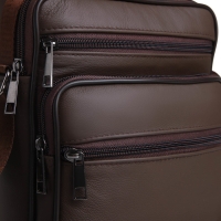 Сумка мужская на молниях, длинный ремень, цвет коричневый