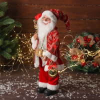 Дед Мороз "С шариком и подарками" двигается, 45х22 см, красный Дед Мороз "С шариком и подарками" двигается, 45х22 см, красный