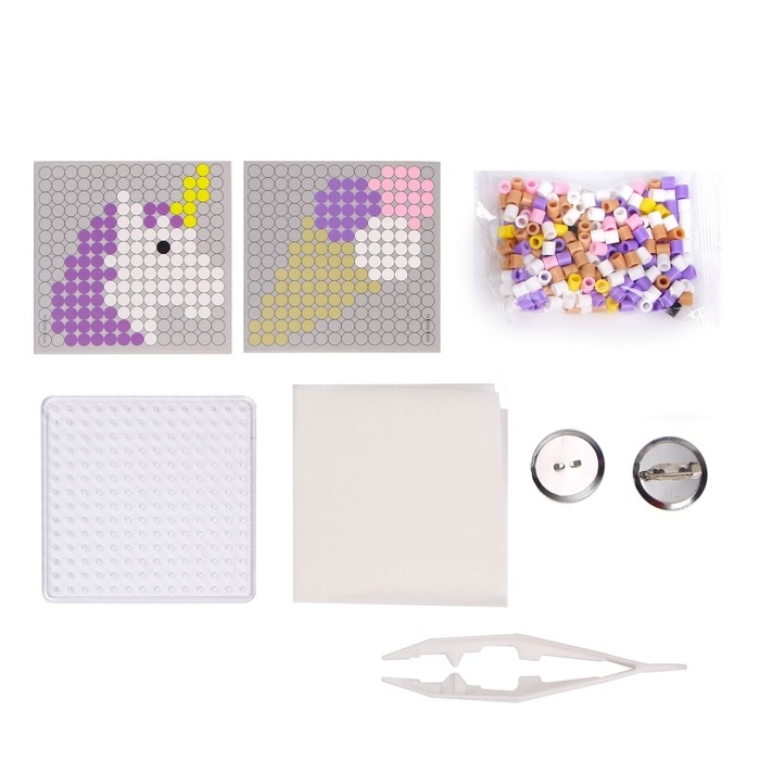 Термомозаика &laquo;Милый единорог&raquo; с пинцетом, значком