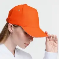 Бейсболка Classic, оранжевая с белым кантом
