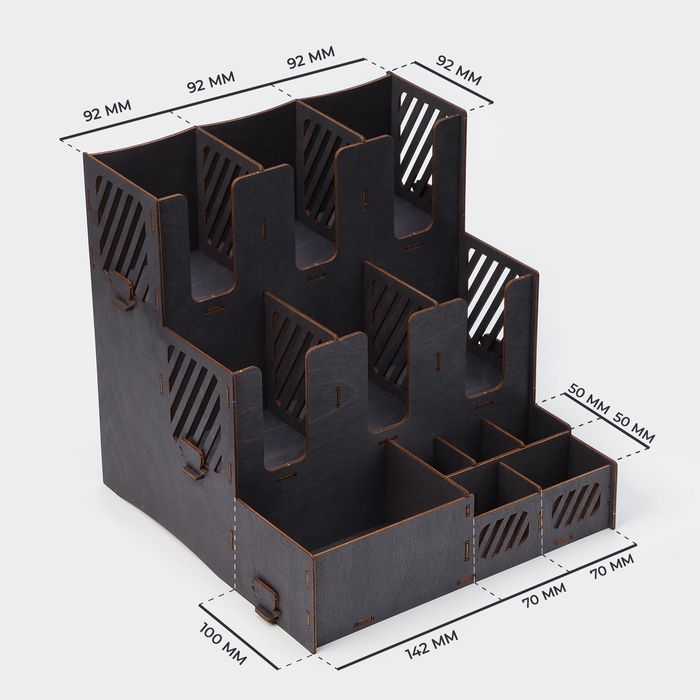 Подставка - органайзер деревянный Доляна &laquo;Барный&raquo;, под стаканы, крышки, трубочки, салфетки, 29,4&times;29,4&times;29,4 см, цвет тёмный