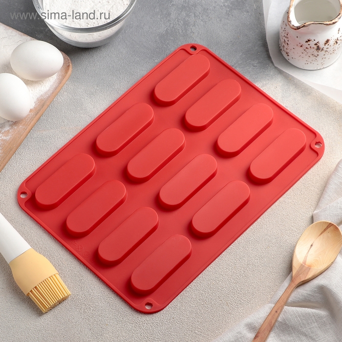 Форма для выпечки Доляна «Сладости.Эклер», силикон, 28×21×1 см, 12 ячеек (7,6×2,7×1 см), цвет МИКС Форма для выпечки Доляна «Сладости.Эклер», силикон, 28×21×1 см, 12 ячеек (7,6×2,7×1 см), цвет МИКС