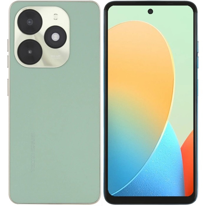 Смартфон TECNO Spark 20C, 6.56 Смартфон TECNO Spark 20C, 6.56", 8Гб, 128Гб, 50Мп, 8Мп, 2sim, 5000мАч, NFC, зеленый