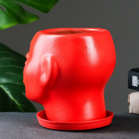 Горшок - органайзер "Голова" красный, 1,3 л / 16х16х14см Горшок - органайзер "Голова" красный, 1,3 л / 16х16х14см