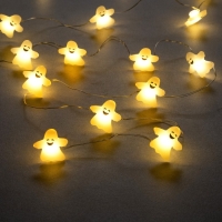 Гирлянда &laquo;Нить&raquo; 2 м роса с насадками &laquo;Призрак&raquo;, IP20, серебристая нить, 20 LED, свечение тёплое белое, 2 режима, ААх2