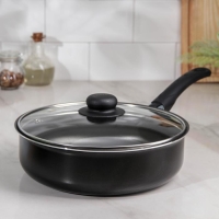 Сотейник Consul, 2,8 л, d=24 см, стеклянная крышка, пластиковая ручка, антипригарное покрытие, цвет чёрный Сотейник Consul, 2,8 л, d=24 см, стеклянная крышка, пластиковая ручка, антипригарное покрытие, цвет чёрный