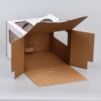 Коробка под торт 2 окна, с ручками, белая, 26 х 26 х 20 см Коробка под торт 2 окна, с ручками, белая, 26 х 26 х 20 см