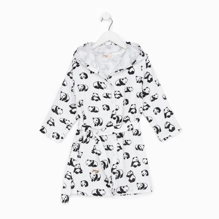 Халат детский муслиновый LoveLife &laquo;Панды&raquo; (5 лет, рост 110-116 см) 100% хлопок, 235 гр/м2