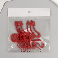 Новогодний декор "Красная змея" фоам глиттер, 7 см (Новогодний набор 6 шт)