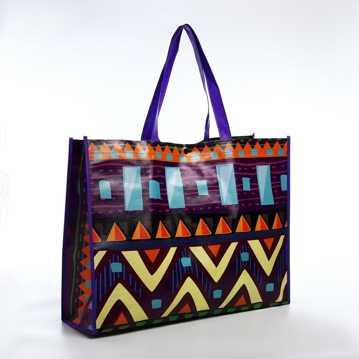 Сумка хозяйственная на кнопке, цвет фиолетовый/разноцветный Сумка хозяйственная на кнопке, цвет фиолетовый/разноцветный