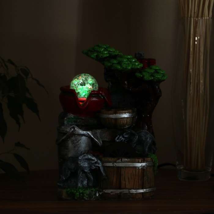 Фонтан "Слоники на мельнице, прохлада" 12х15х24 см (с подсветкой)