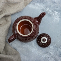 Чайник Риштанская Керамика "Узоры", 700 мл, коричневый Чайник Риштанская Керамика "Узоры", 700 мл, коричневый