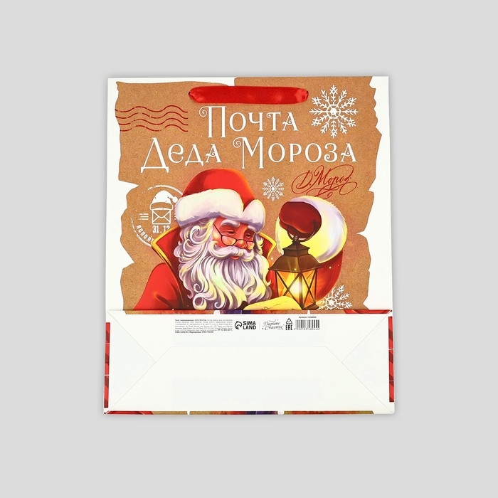 Пакет подарочный новогодний ламинированный &laquo;Почта Деда Мороза&raquo;, M 26 х 30 х 9 см , Новый год