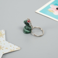 Брелок полистоун "Змейка в новогоднем колпаке/шарфике" МИКС 1,5х1,5х3 см