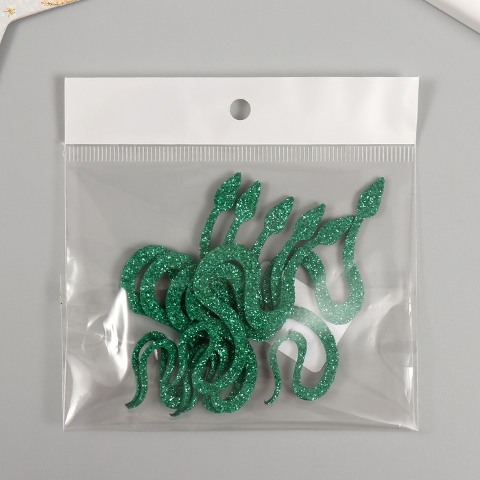 Новогодний декор "Зеленая змея" фоам глиттер, 7 см (Новогодний набор 6 шт)
