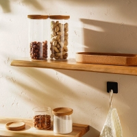 Набор банок стеклянный для хранения сыпучих продуктов SL Home &laquo;Алькорноке&raquo;, 5 предметов: 4 банки 280/650 мл, с пробковой крышкой, на подставке