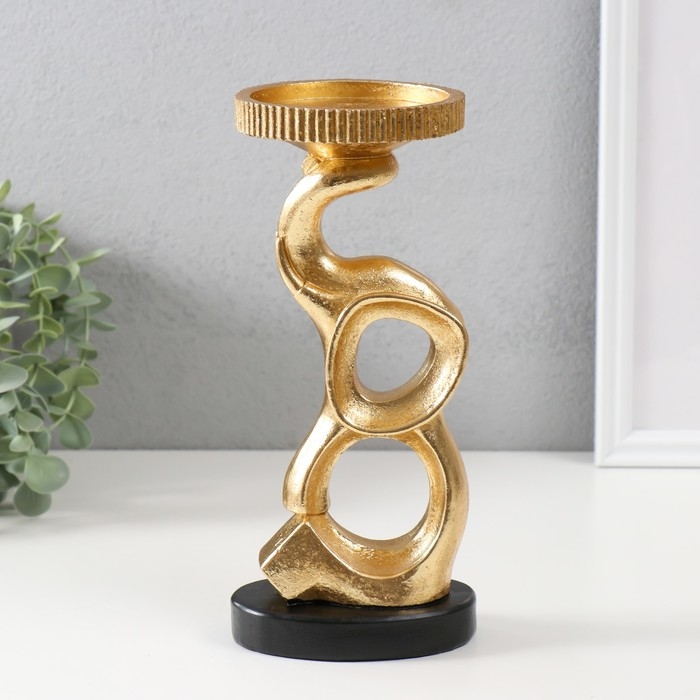 Подсвечник полистоун на 1 свечу Подсвечник полистоун на 1 свечу "Абстракция. Слон" золото 10,9х9,5х23,8 см