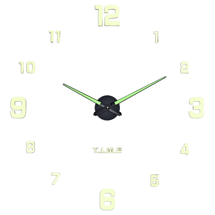 Часы настенные интерьерные большие, 3d Часы настенные интерьерные большие, 3d "Кардо",бесшумные, наклейка, d-70 см, светящиеся