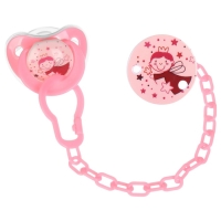 Соска - пустышка силиконовая ортодонтическая, от 0 мес., с колпачком, в контейнере + держатель, цвет МИКС