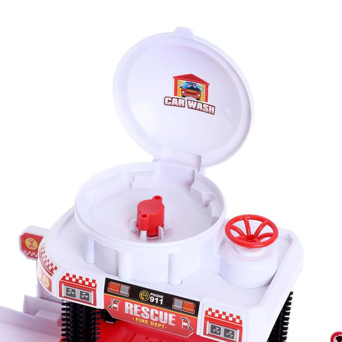 Парковка &laquo;Пожарная станция&raquo;, с автомойкой, свет и звук, машина меняет цвет от воды