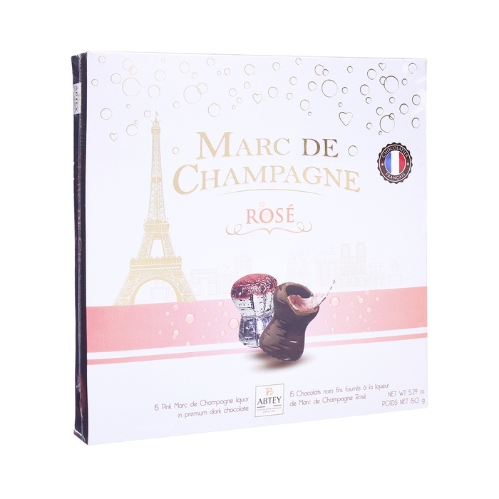 Новый год. Шоколад фигурный MOMENTS CHAMPAGNE ROSE, с начинкой из ликёра Marc de Champagne Ros&eacute;, 10 г