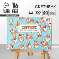 Скетчбук А4, 40 л. 100 г/м &laquo;Корги&raquo;