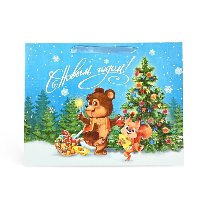 Пакет подарочный новогодний ламинированный «Зверята возле ёлки», L 40 х 31 х 11,5 см, Новый год Пакет подарочный новогодний ламинированный «Зверята возле ёлки», L 40 х 31 х 11,5 см, Новый год