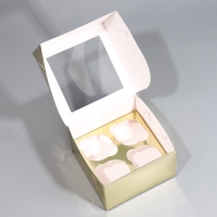 Коробка для капкейков, кондитерская упаковка с окном, 4 ячейки «Шампань», 16 х 16 х 10 см Коробка для капкейков, кондитерская упаковка с окном, 4 ячейки «Шампань», 16 х 16 х 10 см