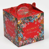 Коробка кондитерская с окном, сундук, «Новогодняя ботаника» 20 х 20 х 20 см, Новый год Коробка кондитерская с окном, сундук, «Новогодняя ботаника» 20 х 20 х 20 см, Новый год