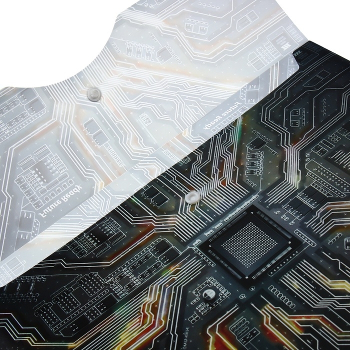 Папка-конверт "Чип" на кнопке А4, 350 мкр, черная