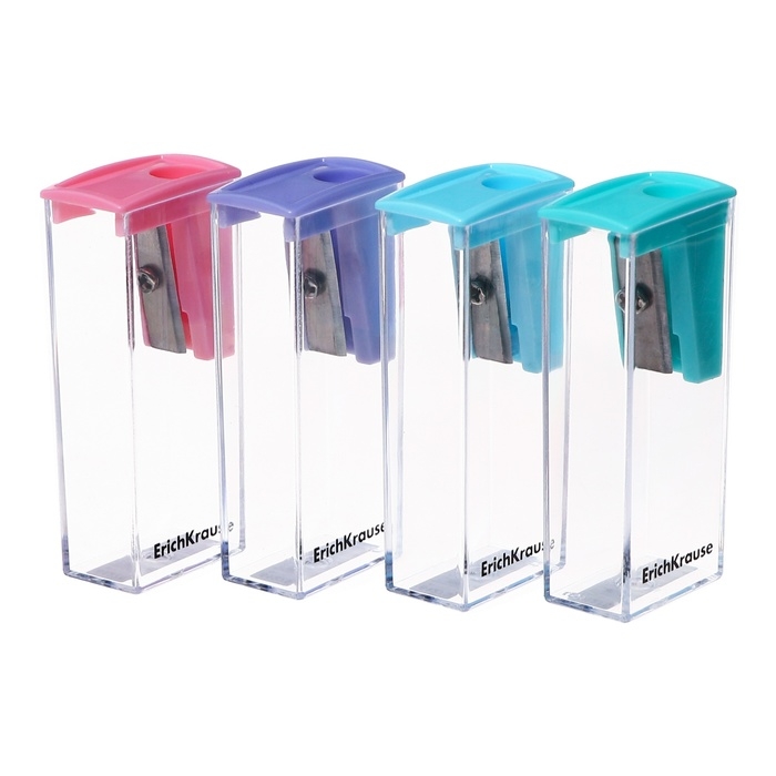 Точилка 1 отверстие ErichKrause Точилка 1 отверстие ErichKrause "City" Pastel, с контейнером, пластиковая, МИКС