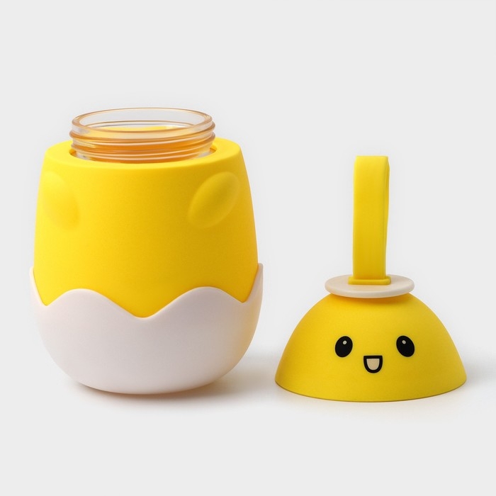 Бутылка для воды в силиконовом чехле &laquo;Цыплёнок&raquo;, 290 мл, цвет жёлтый