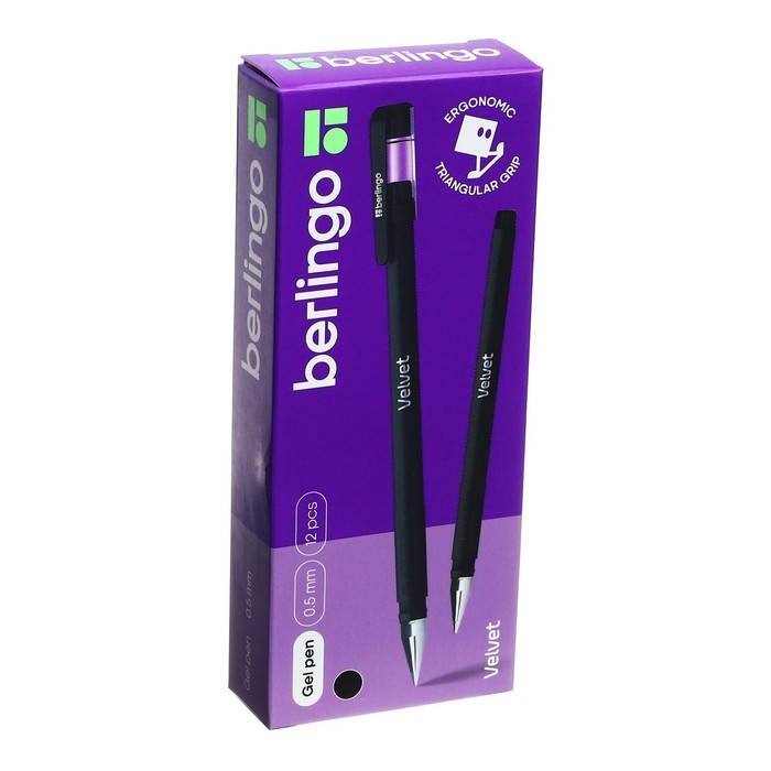 Ручка гелевая 0,5 мм Berlingo Velvet, стержень чёрный, прорезиненный корпус 243042