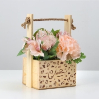 Кашпо деревянное, 15&times;12&times;8(25) см "С Любовью", ручка верёвка, гравировка