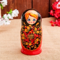 Матрёшка &laquo;Рябинка&raquo;, чёрный платок, 5 кукольная, 18 см