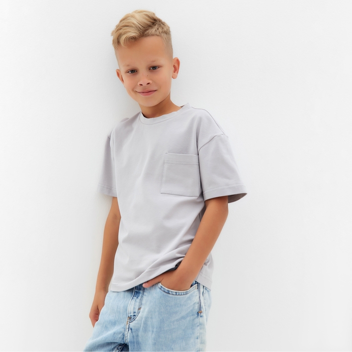 Футболка для мальчика MINAKU, цвет серый, рост 134 см