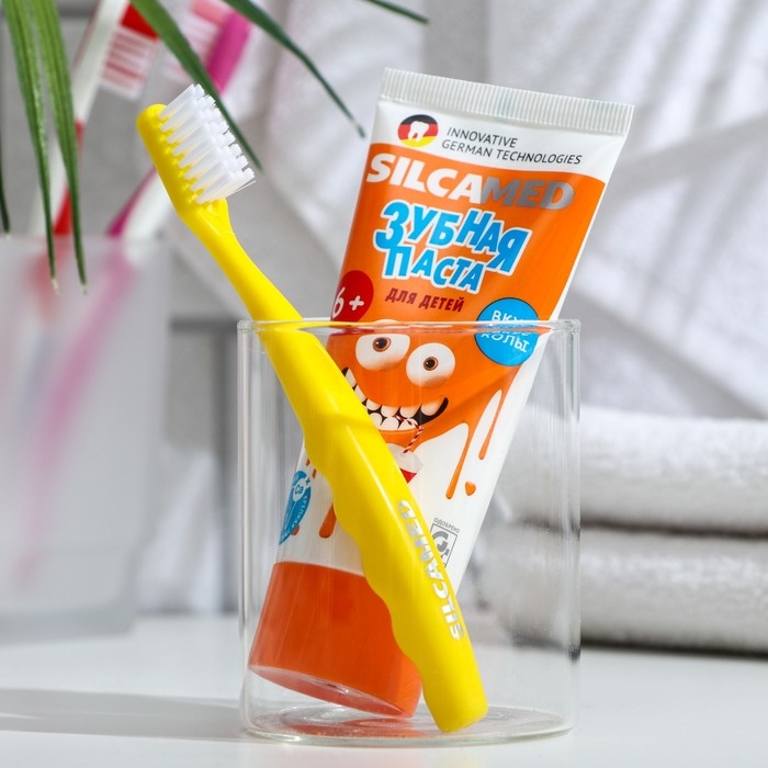 Зубная паста Silcamed со вкусом Колы, 65 г + зубная щетка 1 шт., набор Зубная паста Silcamed со вкусом Колы, 65 г + зубная щетка 1 шт., набор