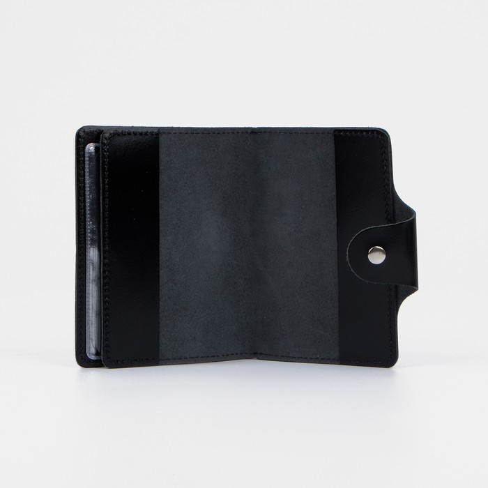 Обложка на кнопке, для автодокументов и паспорта, цвет чёрный