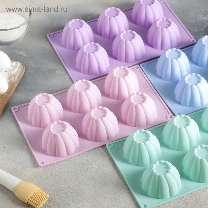 Форма для муссовых десертов и выпечки Доляна &laquo;Сладости. Мусс&raquo;, силикон, 29,5&times;17,5 см, 6 ячеек (d=7,2 см), цвет МИКС