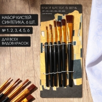 Кисть для рисования набор 6 шт. синтетика плоские &laquo;Климт&raquo; № 1, 2, 3, 4, 5, 6