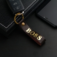 Брелок кожаный для автомобильного ключа, ремешок, натуральная кожа, коричневый, босс Брелок кожаный для автомобильного ключа, ремешок, натуральная кожа, коричневый, босс